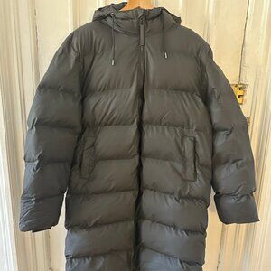 NWT RAINS Mens Long Puffer Jacket Size L